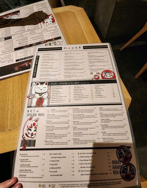 genki izakaya restaurant menu